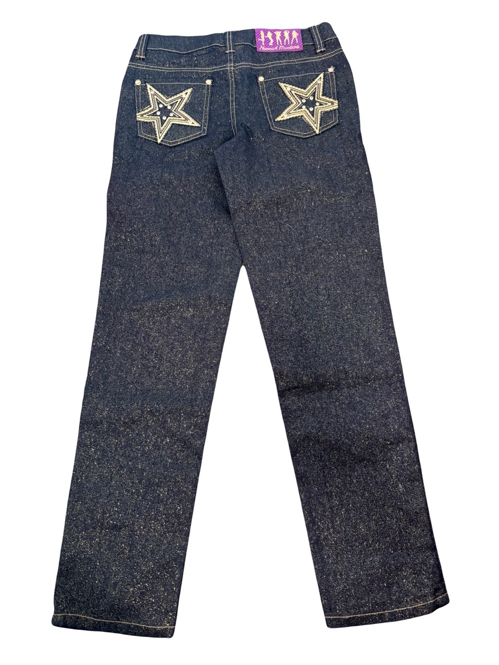 Straight-Leg Youth Jeans with Star Embroidered Pockets - Dark Blue